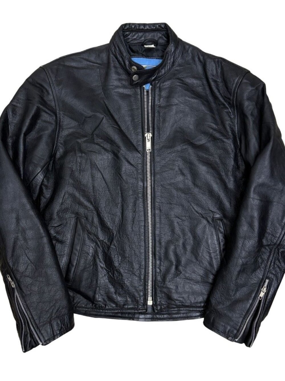 Vintage 90s Leather Motorcycle Jacket Biker Bomber Black Coat Mens Large